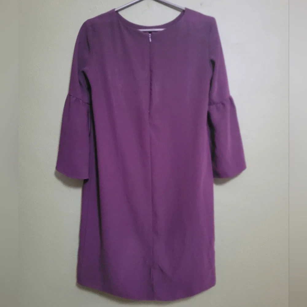 Amanda Uprichard Plum Bell Sleeve Shift Dress – Size S - Picture 3 of 3